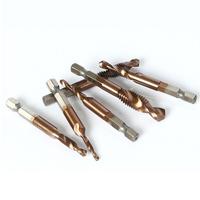 6pcs M3-M10 Screw Tap Drill Bits Hss Taps Countersink Deburr Set Metric Combination Bit High Speed Steel 1/4 IN Quick Change Hex