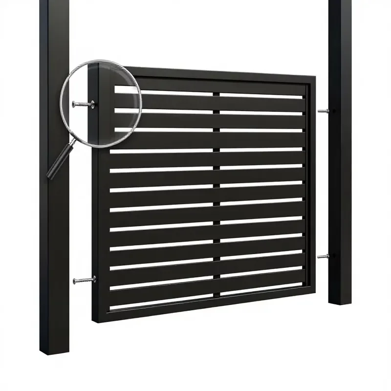 Modern Aluminum Slat Fence Powder Coated Framed Privacy Fencing for Garden Villa Pool Backyard Aluminum Gate