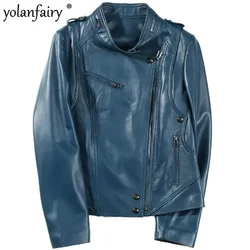 Cappotto in vera pelle di pecora per donna giacca da moto abbigliamento femminile giacche in pelle naturale da donna abbigliamento in pelle sottile