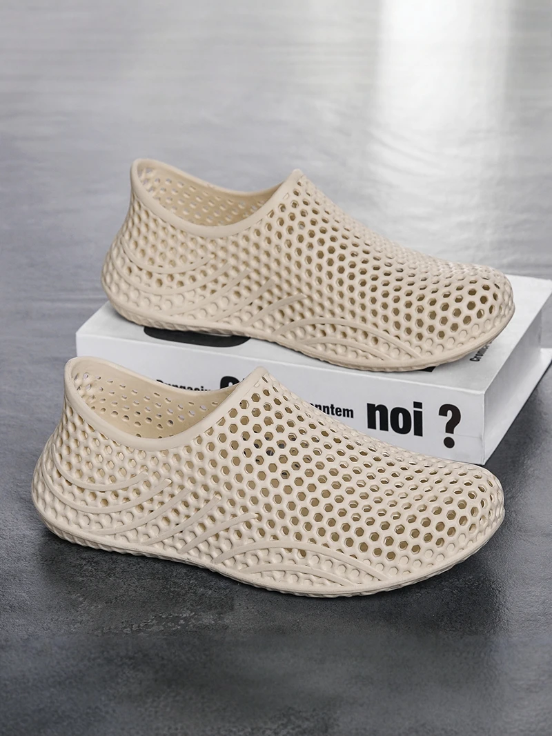

Casual Summer Men's Sandals Outdoor Sports Breathable EVA Slip-On Flats with 3D Printing Latex Anti-Slip Soft Bottom Beach Shoes