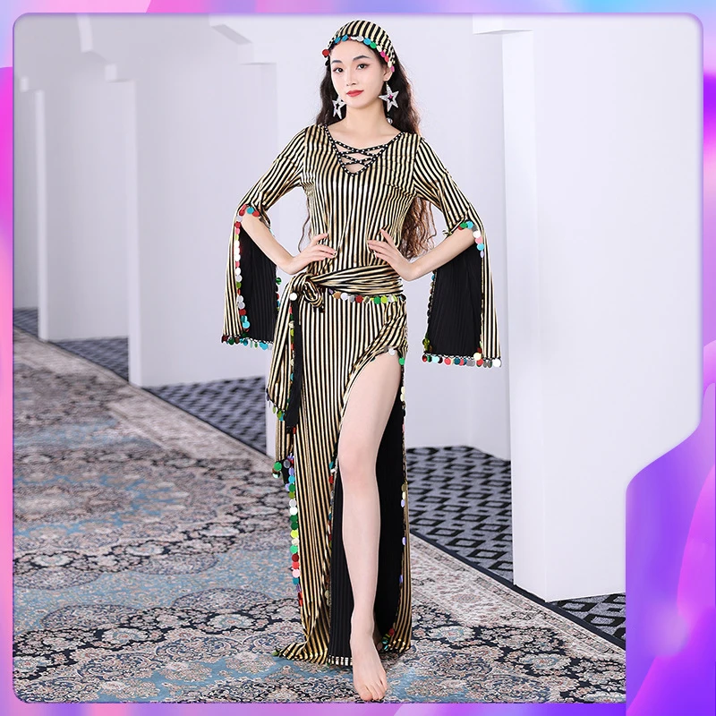 النساء ملابس الرقص الشرقي فستان سعيدي بلدي الشرقية ملابس رقص البطن الترتر رداء الإناث بدلة الرقص