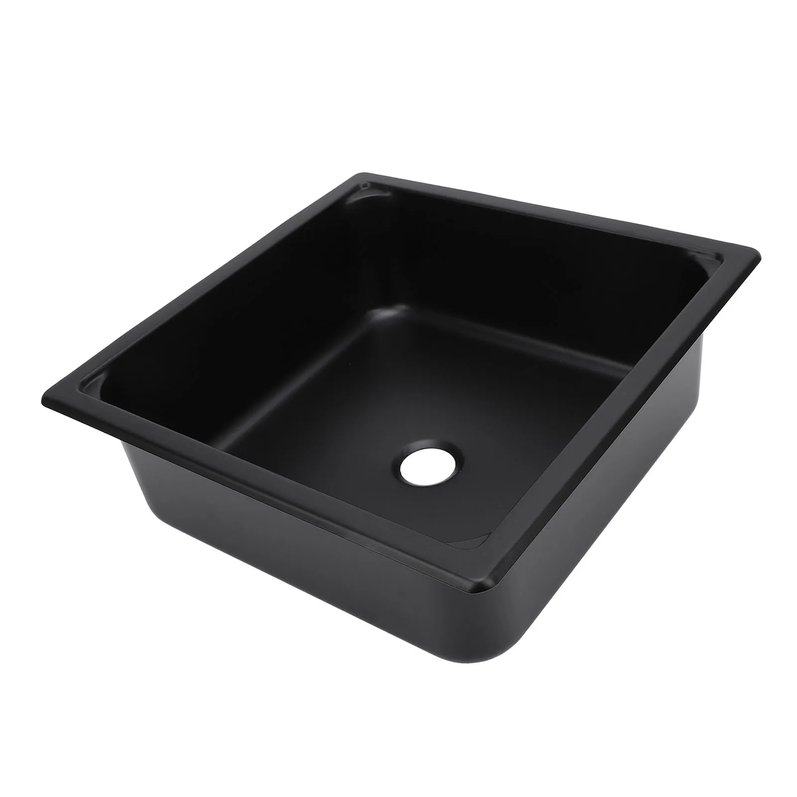 

Single Bowl Bar Sink 13.8X13.8X4.7in (Square Stainless Steel with Black Spraying Plastics, 40mm Drain Hole) - Fit for Caravan