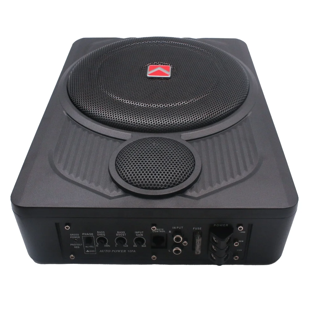 

New Model 12V Mini 4 Ohm Active Slim Mini Car Subwoofer 10 Inch Car Underseat Subwoofer With cable bag