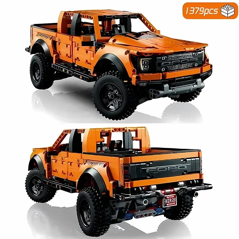 

NEW MOC Technical Pickups F-150 Trailer Hitch Crane Platform Hardtop Bumper for Building Blocks DIY Bricks Toy Gift