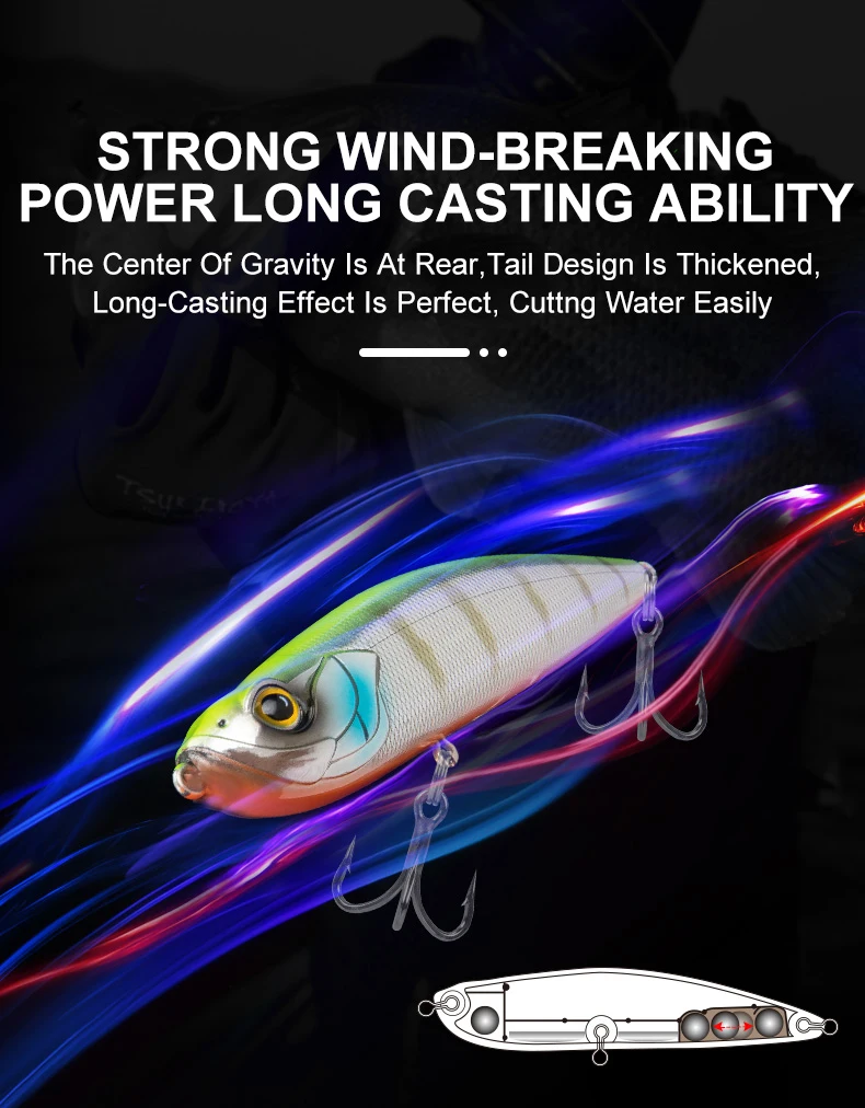 YOOFISH Schwimmender Pencil-Angelköder 100mm 20,5g 31,5g Oberflächenköder mit Zickzack-Aktion für Weite Würfe, Sinkender Meerbarsch-Angelköder – Detail 6