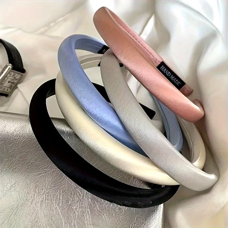 Vintage Solid Color Satin Elastic Hair Bands