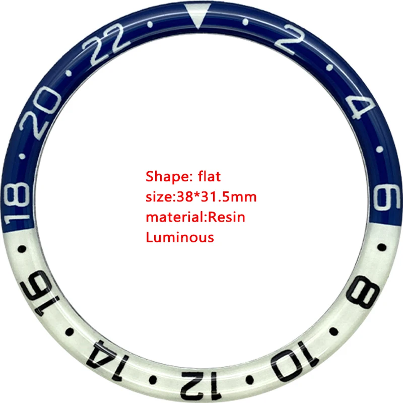 Resin BezelLuminous  38mm*31.5mm High quality Ceramic Bezel Insert fit 38mm Case NH35 NH34 GMT Automatic Movement Watch