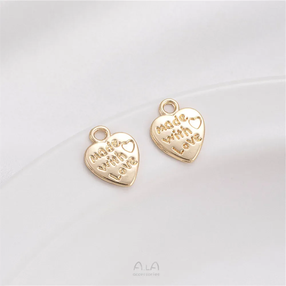 14K goudkleurig messing Lucky Cat hanger Cloud Fish Tail abrikozenblad bel en Engels perzik hart voor doe-het-zelf handgemaakte sieraden