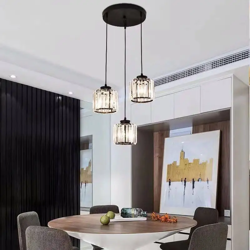Luxury Pendant Lights Crystal Led Ceiling Round Square Lampshade Modern Dining Room Pendant Lamp For Living Room Bedroom