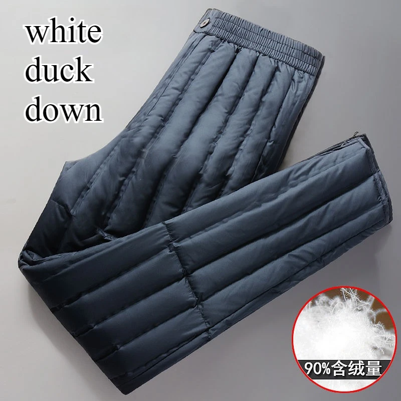 Men's Down Pants Lightweight Warm Inner Lining Deep Crotch High Waist Fitting White Duck Down Middle-aged Elderly Down Pants