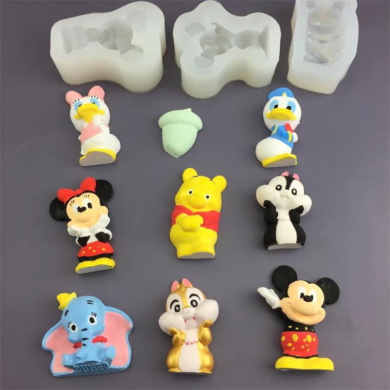 Disney Cake Silicone Mold DIY Mickey Minnie Epoxy Resin Molds Aromatherapy Wax Plaster Molds Candy Fondant baking Tools