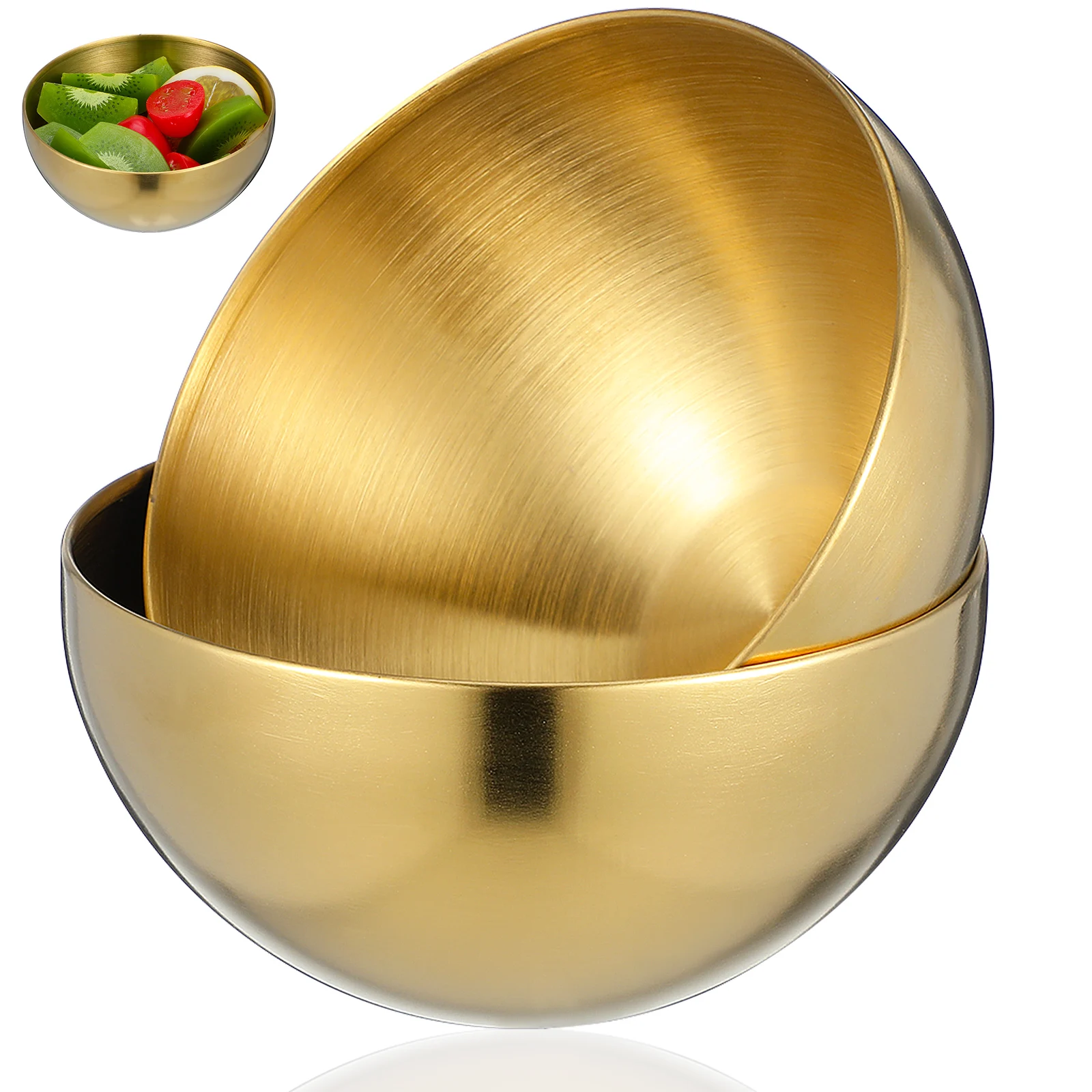 

2pcs Stainless Steel Fruit Bowl 10-Inch Multi-Function Salad Serving Bowl For Kitchen Home Use Food Storage Container