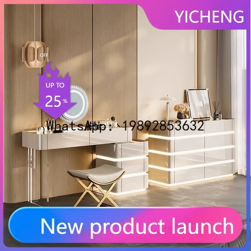 

Hys solid wood lacquered vanity table and dresser set with tempered glass and lights for bedroom makeup