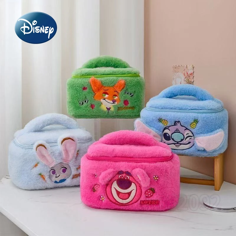

Disney Original New Plush Cosmetic Bag Cartoon Fashion Portable Cosmetic Bag Large Capacity Leisure Travel Storage Toiletry Bag