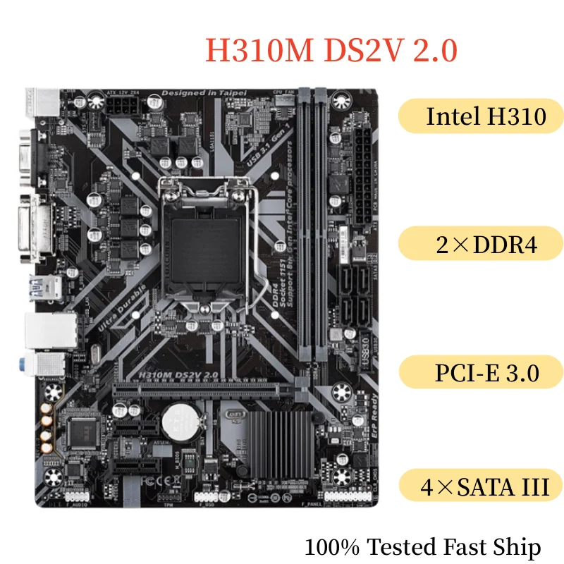 

For GIGABYTE H310M DS2V 2.0 Motherboard 32GB LGA 1151 DDR4 Micro ATX Mainboard 100% Tested Fast Ship