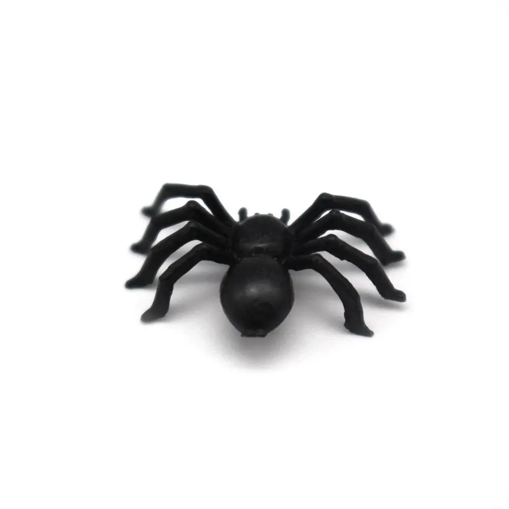 Plastic Black Spider Trick Toy, Prop casa assombrada, Decoração Halloween, 50 pcs