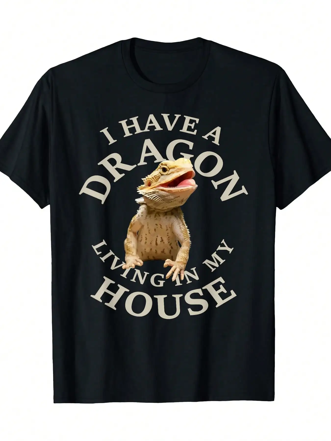 Bearded Dragon Lizard Printed T-Shirt, Men's Short-Sleeve Casual Outdoor Sports, Daily Wear, Holiday Gift