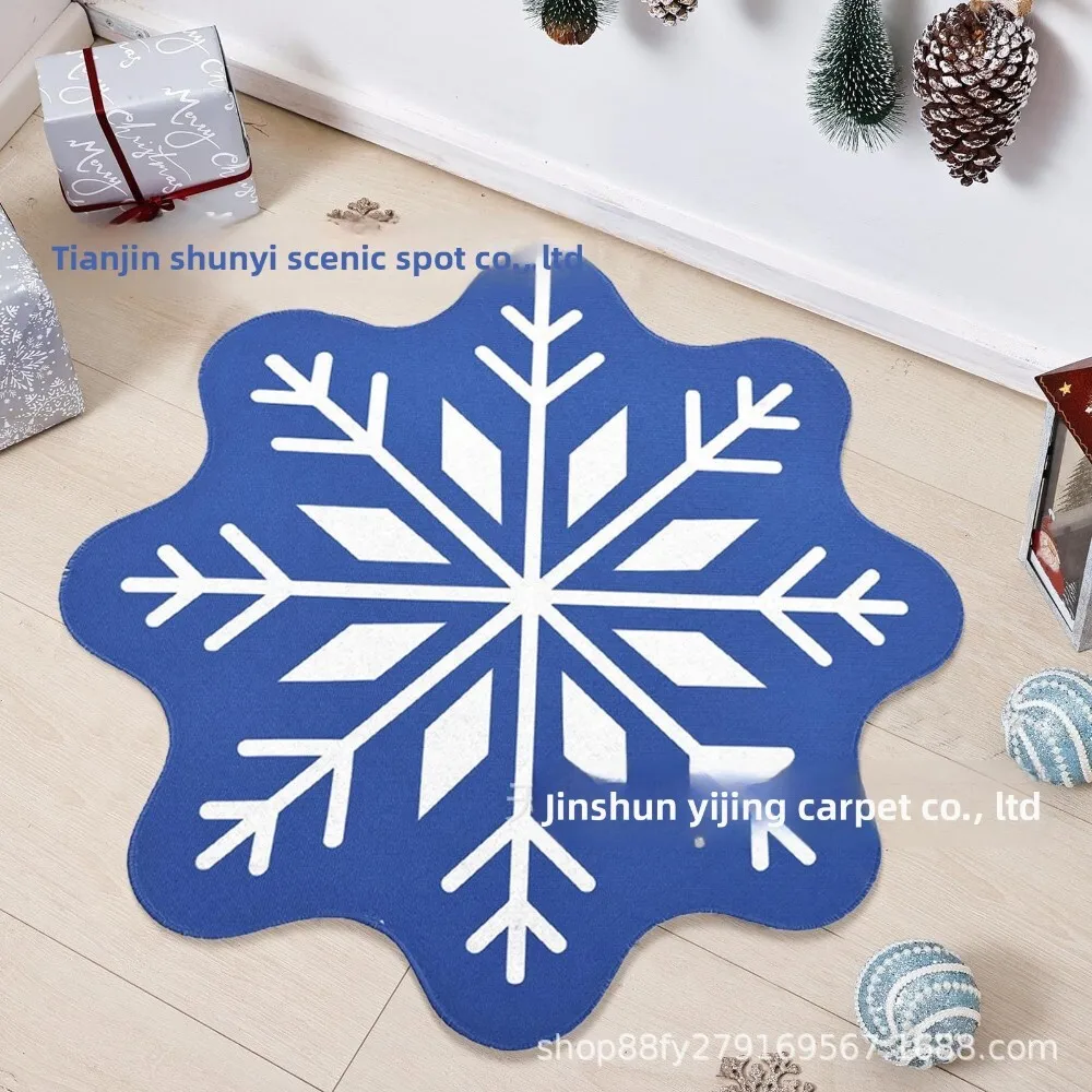 سجادة كشمير مقلدة بتصميم ندفة الثلج لديكور المنزل في عشية عيد الميلاد، سجادة أرضية ناعمة غير قابلة للانزلاق للاستخدام بجانب السرير في غرفة النوم #1