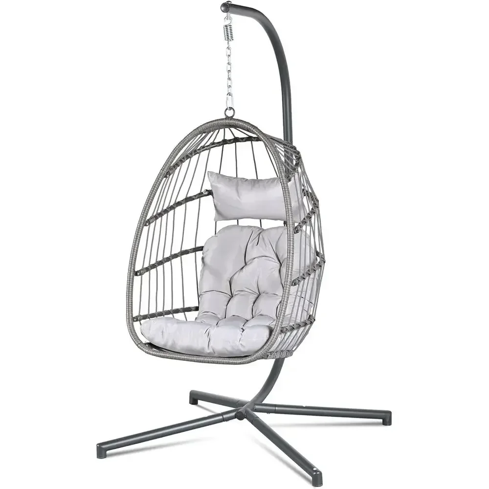 Indoor/Outdoor Swing Hammock Chair with Plush Cushions, 350lbs Capacity, Ideal for Relaxation in Various Spaces