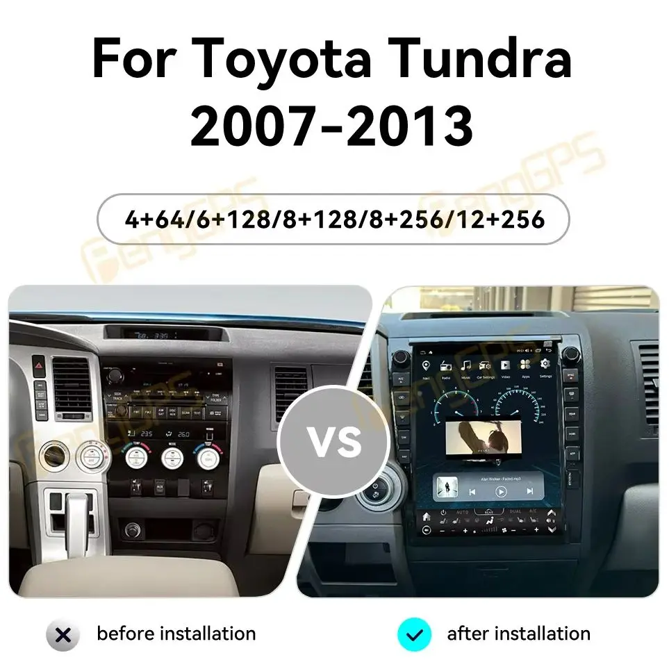 Android 14 HD Large Screen Playback Multifunction Player Wireless CarPlay For Toyota Tundra 2007-2013 Car GPS Navigation