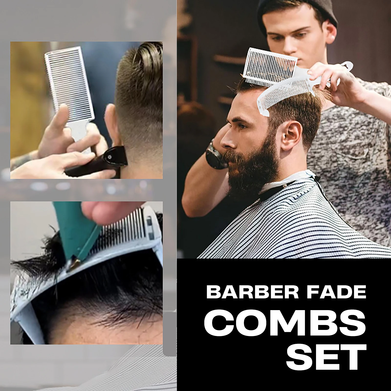 With 6 Accessories Barber Haircut Fade Combs Men Flat Top Hair Cutting Comb Salon Professional Hairdressing Positioning Comb
