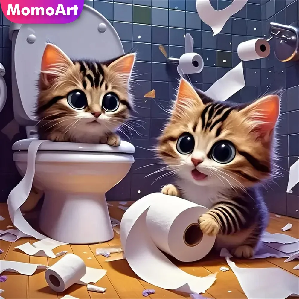 Momoart Neue Ankunft Tier Diamant Malerei Katze Muster für Erwachsene Anfänger Mosaik Toilette Bild Strass DIY Urlaub Geschenke