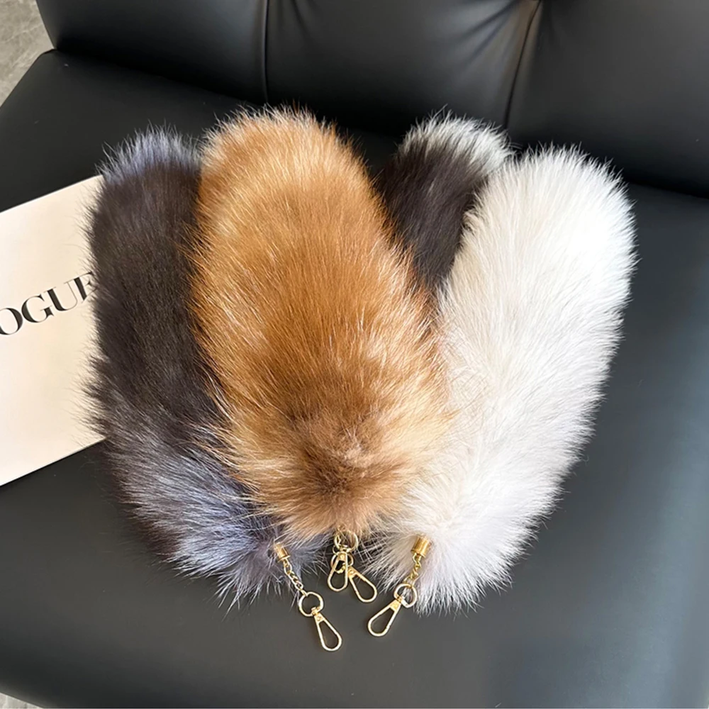 Huge Fluffy Faux Fur Fox Tail Keychain, Soft Bag Charm Pendant for Keys, Cosplay Costume Accessory for Women Girls