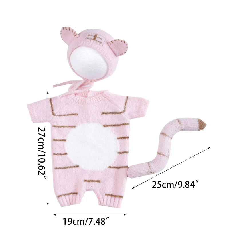 Newborn Photography Props Baby Tiger Costume Baby Boy Photoshoot Outfit Crochet Newborn Girl Clothes Photo  Accessories Dropship