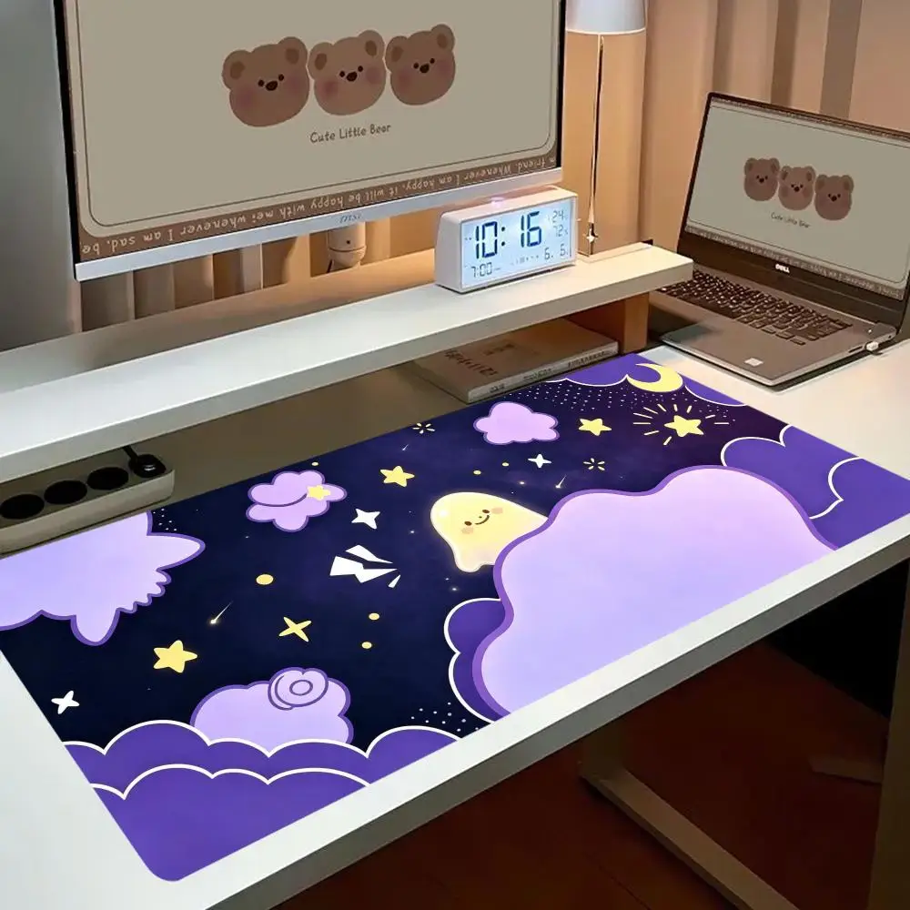 Mousepad Large Size Keyboard Accessories Cute Ghost Star Cloud Moon Night Pattern Laptop Bedroom Learning Office  Table Mat