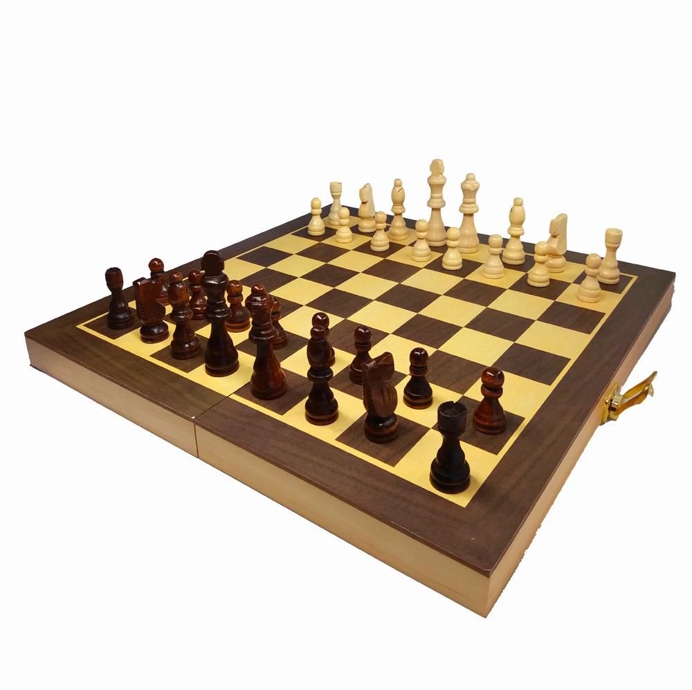 Folding Chess Game Pieces And Board Official Wood 29x29