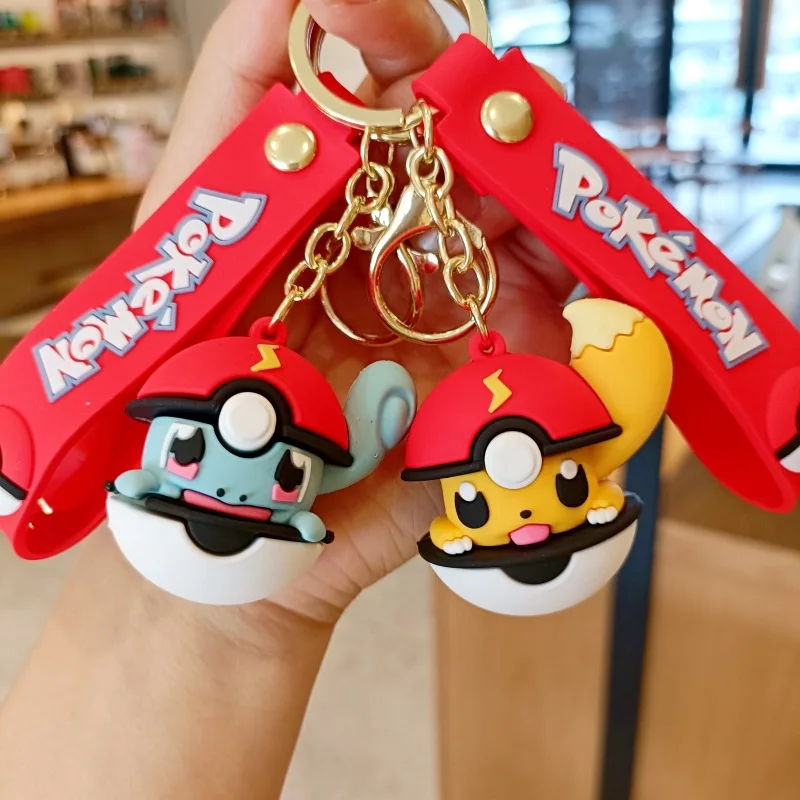 Pokemon Pikachu Cute Doll Pendant Cartoon Action Figure Eevee Psyduck Rowlet Fashion Keychain Bag Keyring Pendant Birthday Gifts