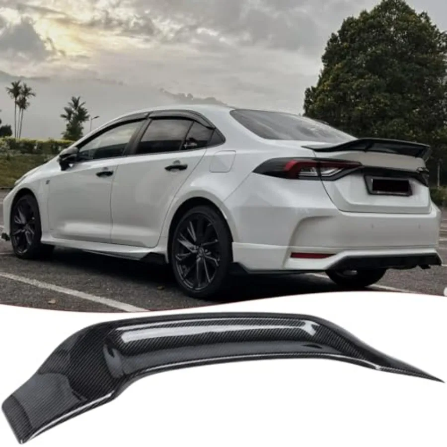 

Rear spoiler wing for Toyota Corolla Sedan 20202026, carbon fiber look, black, RT duckbill decklid lip, lightweight and aerodyn