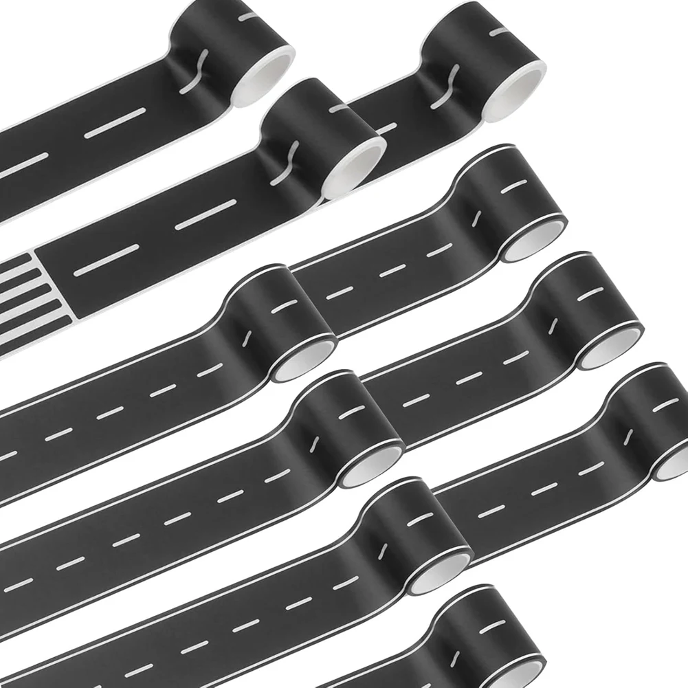 MACH-Easy-To-Apply Black Road Tape 10 Rolls- Kids Car Racing Track Party Decorations Non-Slip Design