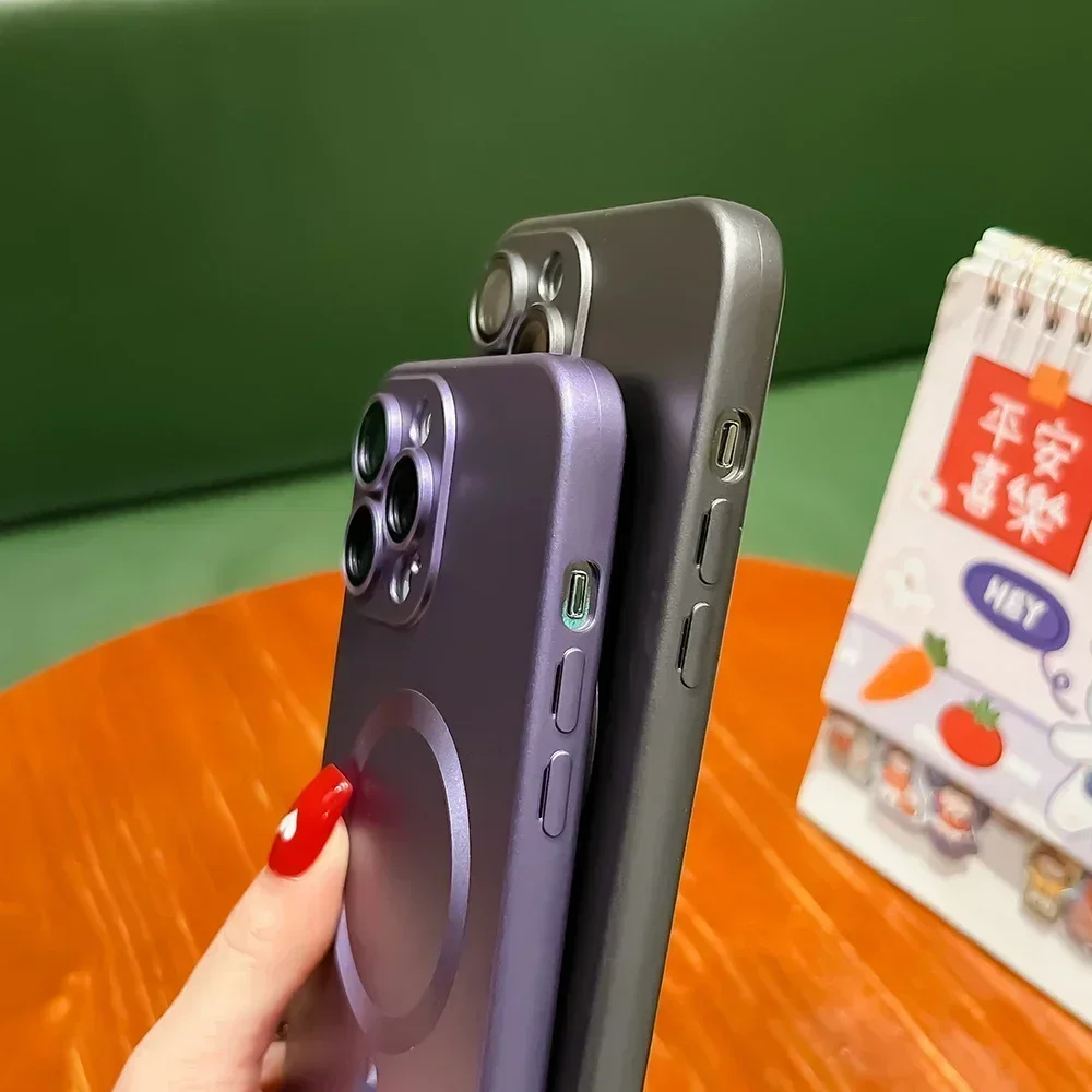 آيفون 16 15 14 13 12 11 برو XS ماكس XR X 8 Plus SE 2022 2020 Magsafe المغناطيسي شحن لاسلكي حافظة لينة غطاء خلفي من البولي يوريثان