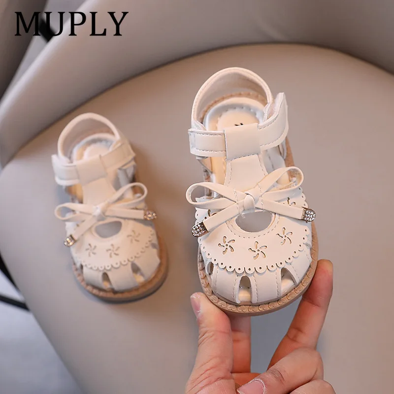 Summer Children Sandals Baby Girls Sandals Cut-Outs Lace Princess Shoes Anti Slip Soft Sole Toddler Kids Beach Shoes