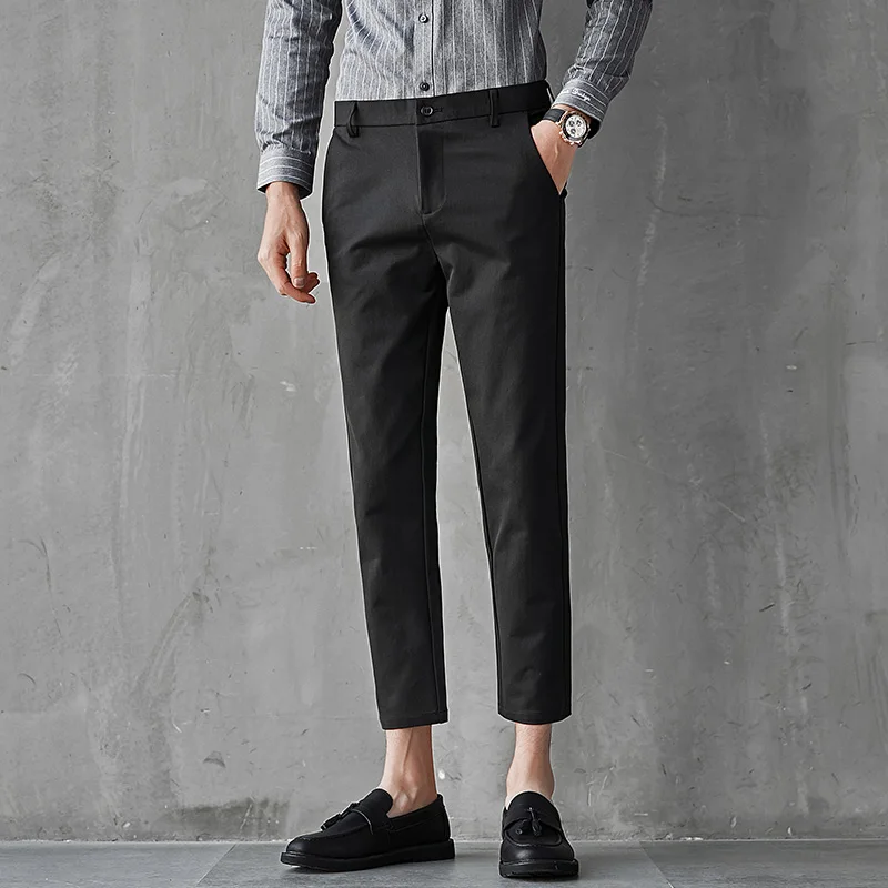 

New Summer Slim Fit Youth Business Casual Pants for Men's Versatile And Trendy Korean Version No Ironing 9-point Trousers