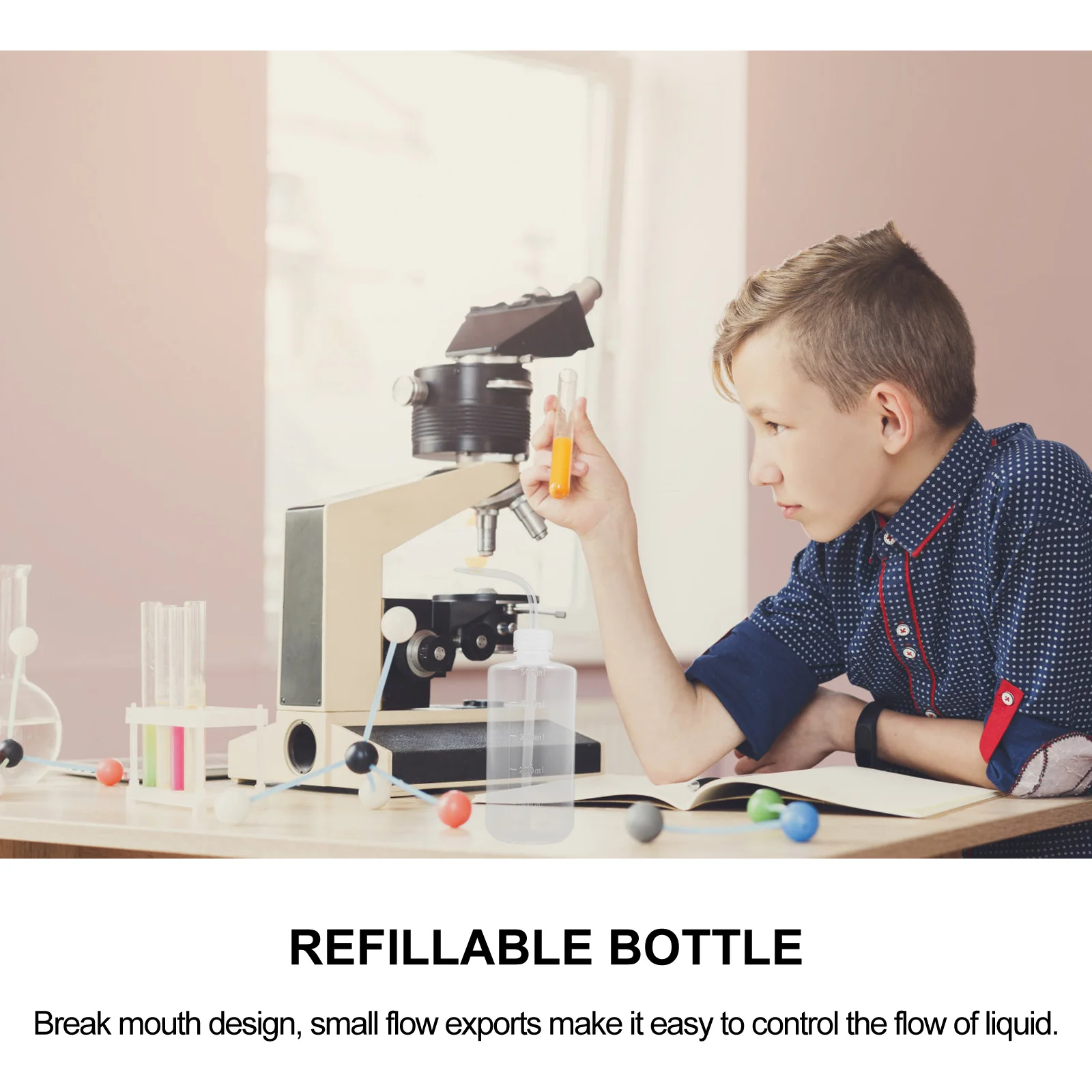 

6pcs Squeeze Bottles Washing With Scale Refillable Plastic Empty Wash Bottle For Laboratory Daily Use Graduated Cleaning Bottle