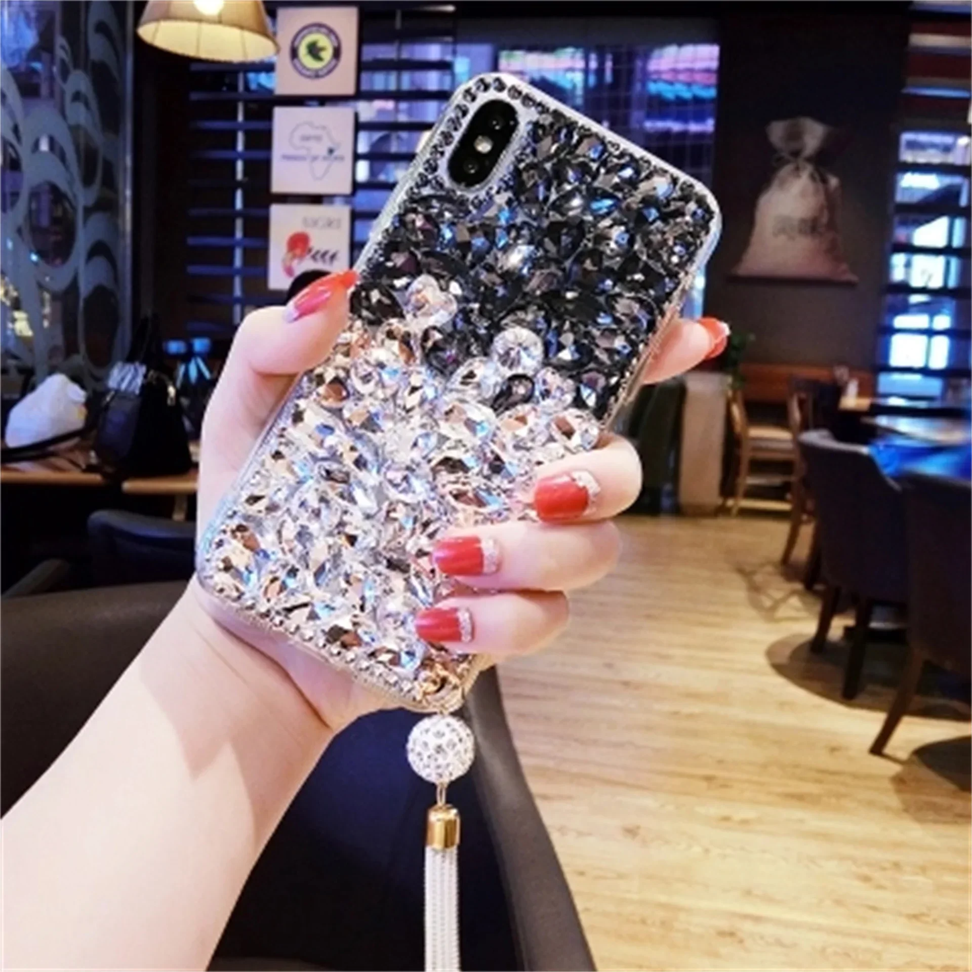 Luxury Bling Rhinestone Diamond Pendant Phone Case, Soft Clear Cover for Xiaomi Redmi 17 12 14 Note 11 13 12 15 Pro Plus