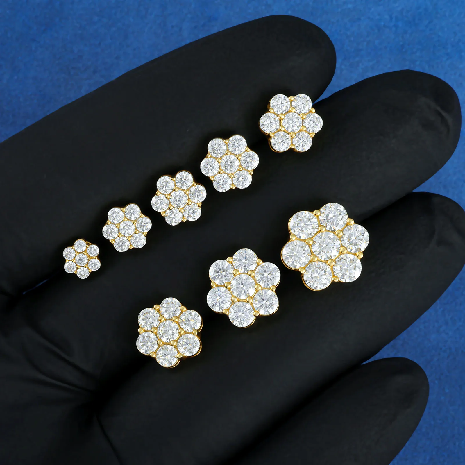 Wholesale Moissanite Snowflake Stud Earrings 925 Silver Jewelry Present for Birthday Gifts for Men Women