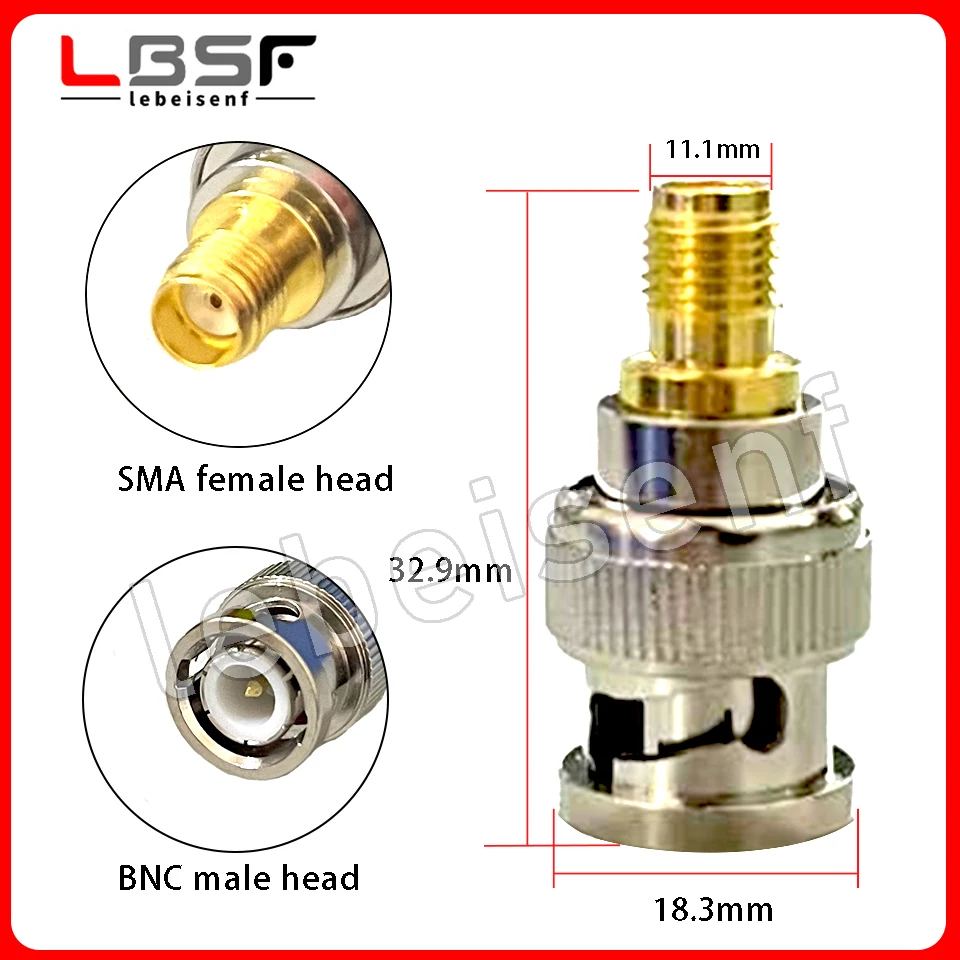 All copper BNC revolving SMA female adapter RF coaxial RF connector SMA outer screw inner hole