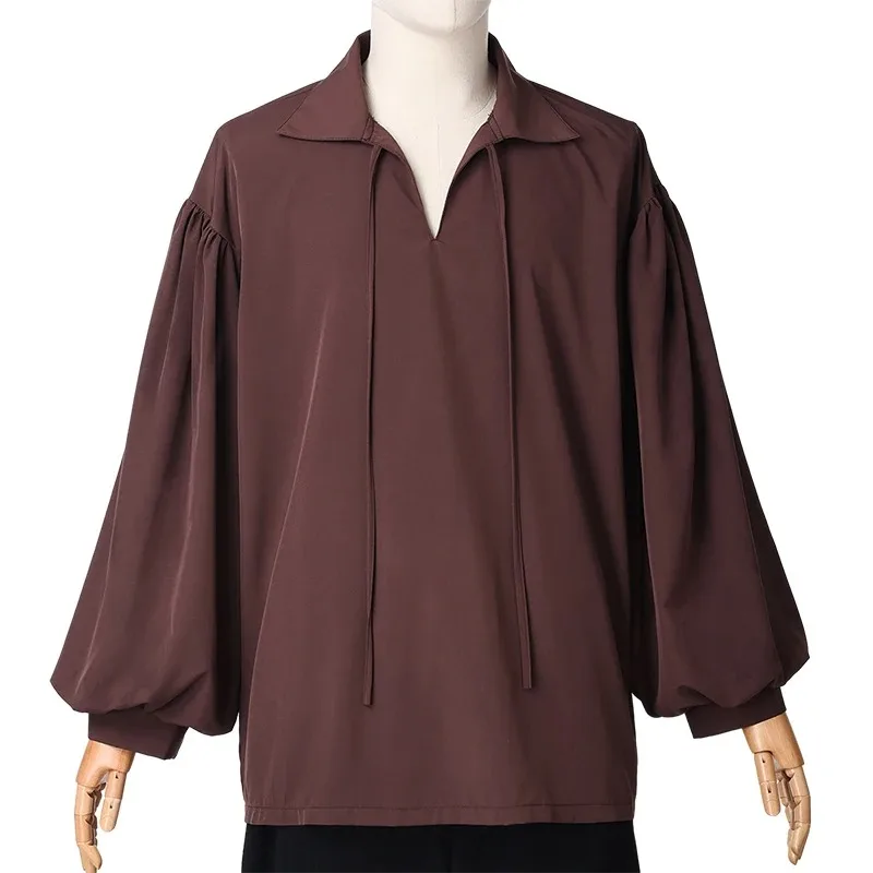 Men Pirate Shirt Medieval Renaissance Oversized Fluffy Sleeve Shirt Punk Gothic Vampire Prince Cosplay Costume