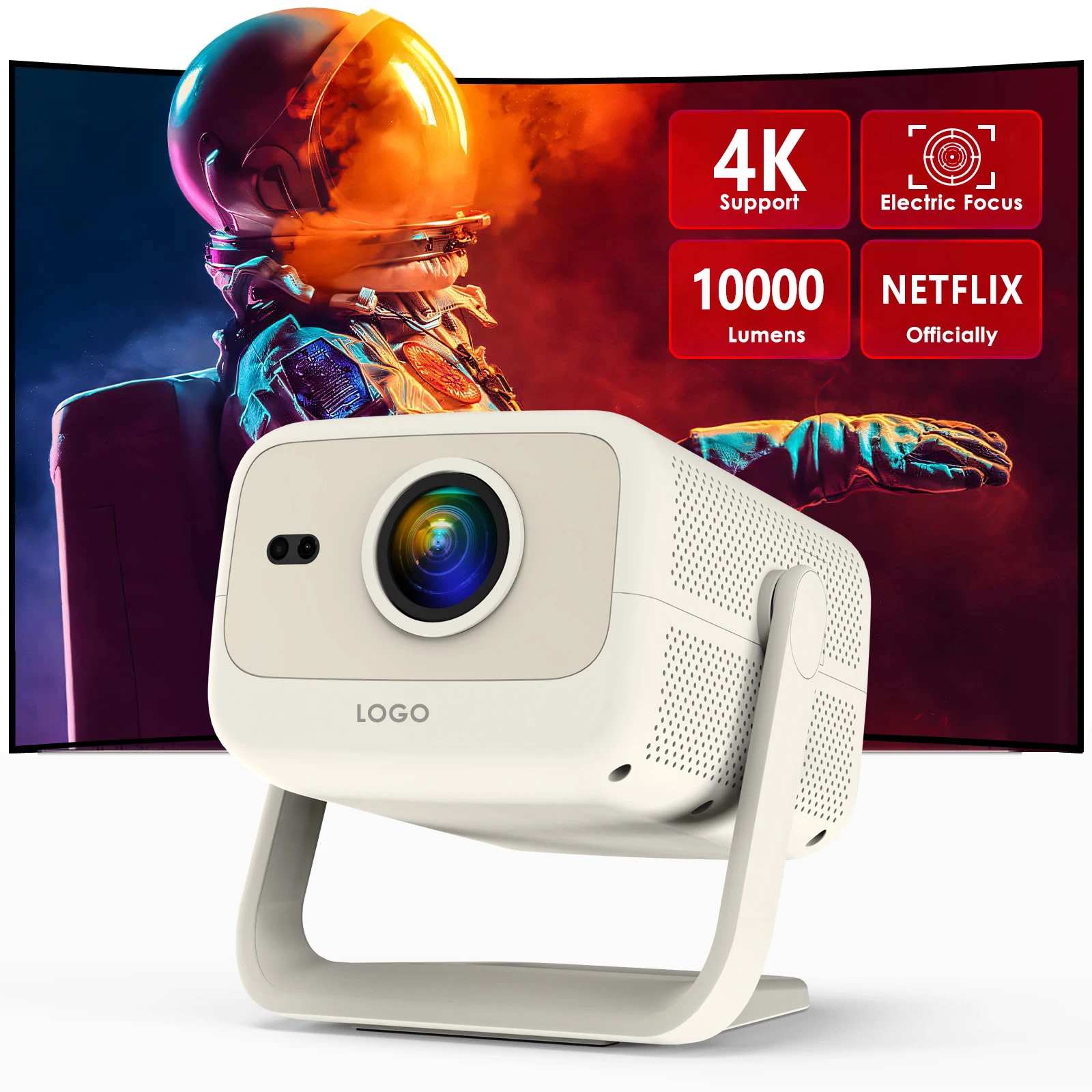 Javoda R2F Portable Mini Proyector 4K FHD With Smart BT Wi-Fi LED Screen Netflix Compatible Home Projector