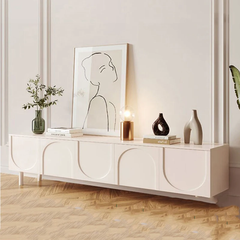 Meja TV Putih Modern untuk Ruang Tamu, Meja TV Mewah dengan Laci, Meja TV Desainer untuk Penyimpanan, Meja TV Universal, Furnitur Rumah