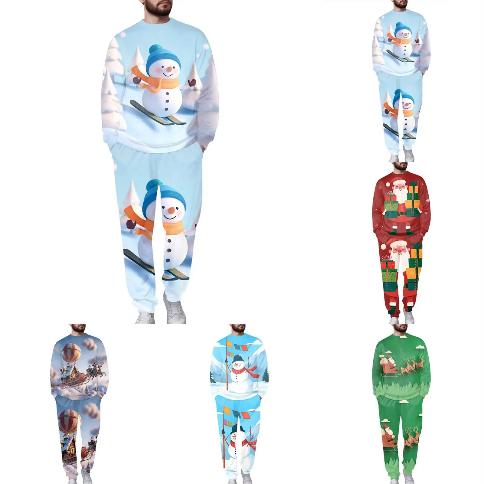 

Fleece Lined Hoodie and Jogger Pants Set with Print Men's Christmas Print Fleece Printed Warm Sweatshirt with Pants Gift for Him