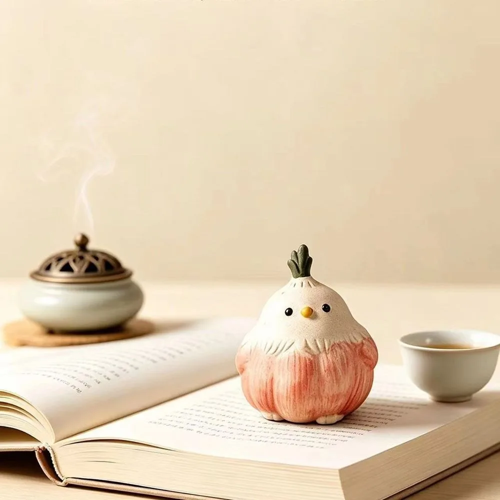 Tea Pet Ornament Creative Garlic Bird Tea Pet Cute Resin Garlic Bird Handmade Decoration Fun Small Desktop Ornament Home Decor