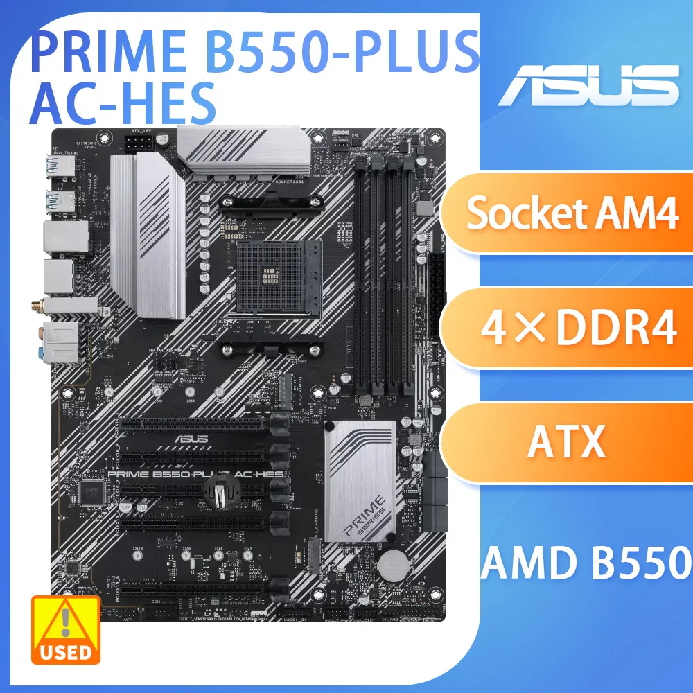 ASUS PRIME B550-Plus AC-HES B550 마더보드, 소켓 AM4 Ryzen R7 3800x 5700x 칩셋, AMD B550 DDR4 PCI-E 4.0 2xM.2,ATX 지원 