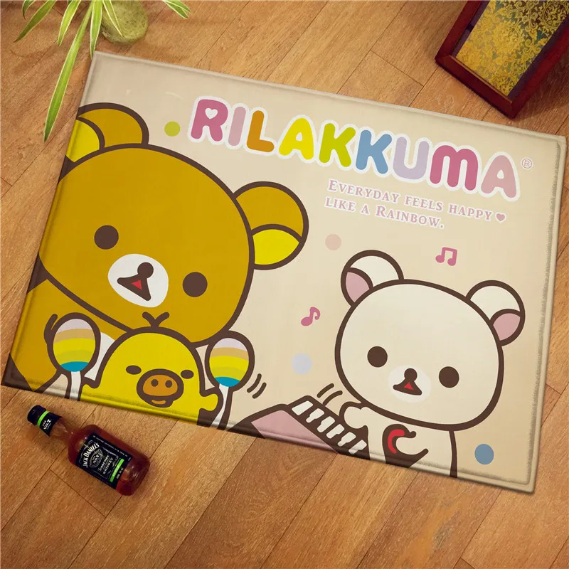 Kawaii Rilakkuma السجاد جديد لطيف الاسترخاء الدب الحمام حصيرة غرفة نوم الاطفال غرفة المعيشة عدم الانزلاق السجاد هدية تزيين المنزل المبيعات الساخنة