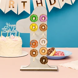 0-9 Wooden Number Signs Donut Wall Stand Wedding Party Table Decor Doughnut Birthday Party Candy Bar Baby Shower Decorations