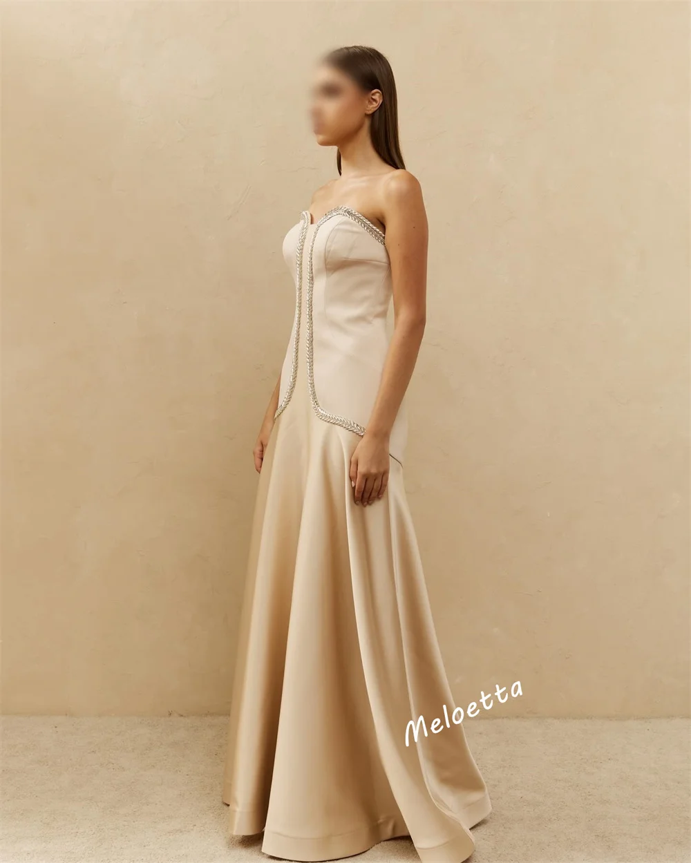 فستان سهرة نسائي أنيق بدون حمالات بمزاج مخصص، فساتين طويلة على شكل بوق، مناسبة مخصصة، أنيقة للحفلات اللامعة