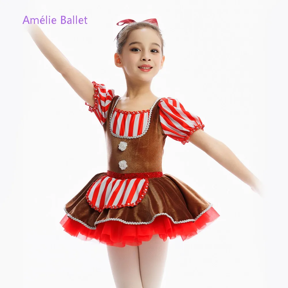 C26053 novos trajes de balé marrom e vermelho veludo superior corpete ballet tutu crianças desempenho palco ballet dança traje dancewear